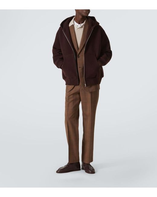 Auralee Brown Oversized Wool Pile Hoodie for men