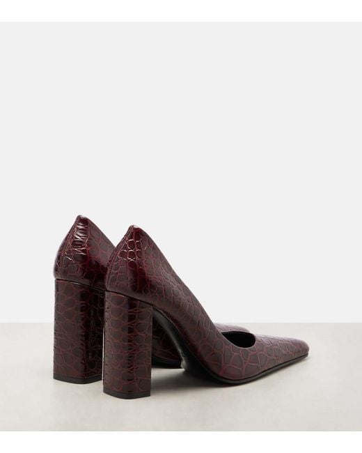 Alaïa Brown Pointy 90 Croc-Effect Leather Pumps