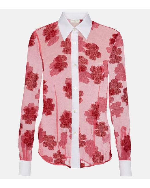 Camisa de algodon floral en jacquard Dries Van Noten de color Red