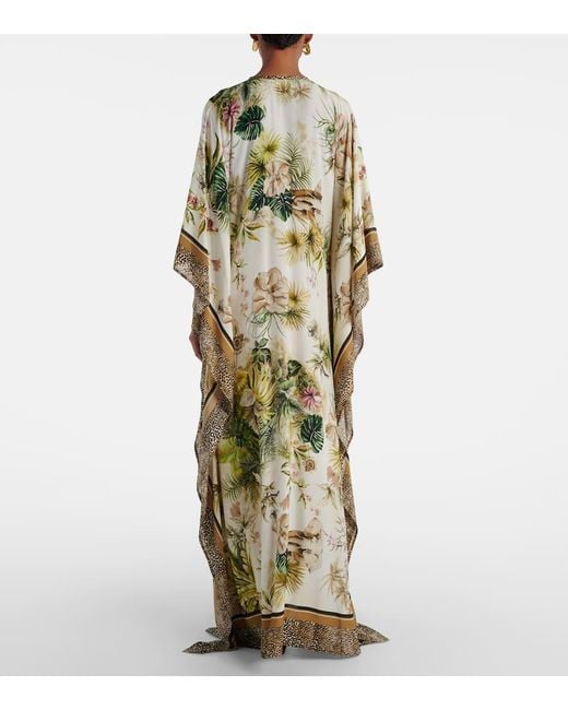 Elie Saab Metallic Savannah Printed Chiffon Kaftan