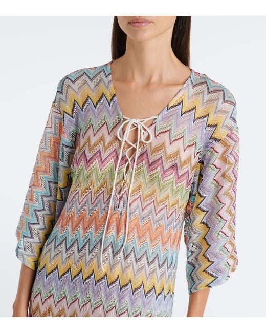 Missoni White Zigzag Lame Kaftan