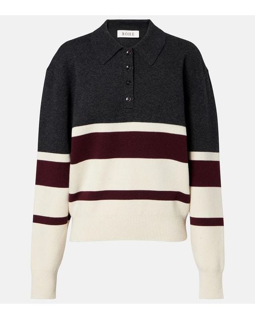 Rohe Black Knitted Wool And Cashmere Polo Sweater