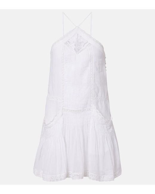 Isabel Marant White Minikleid Geraldin Aus Baumwolle Mit Spitze