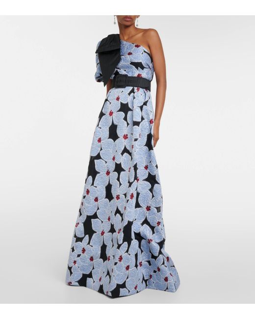 Rebecca Vallance Blue Georgina Floral-embroidered Maxi Dress
