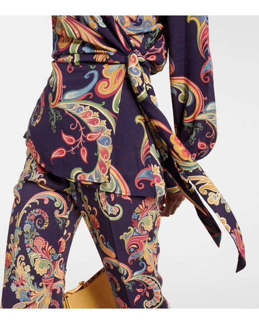 Etro Blue Printed Wrap Top