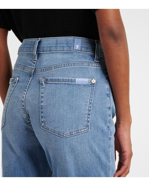 7 For All Mankind Blue Mid-Rise Jeans