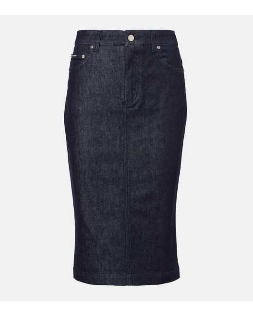 Falda Midi De Denim Dolce & Gabbana de color Blue
