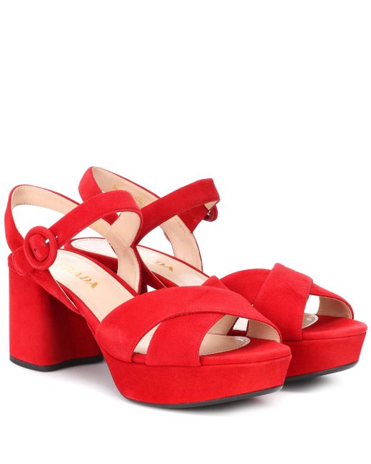 Prada Red Suede Sandals