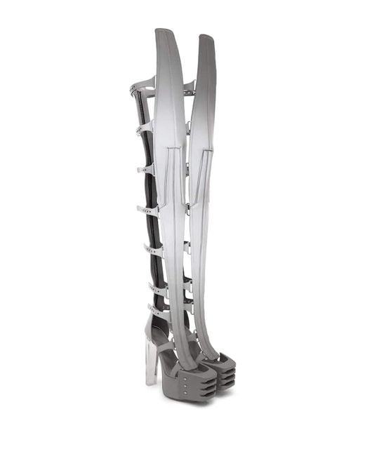 Rick Owens White Spartans Platform Over-The-Knee Boots