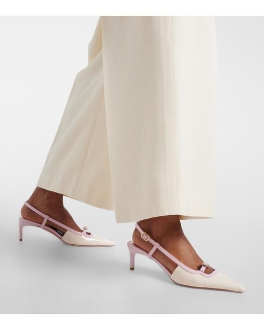 Roger Vivier Pink Viv' Canard Leather Slingback Pumps