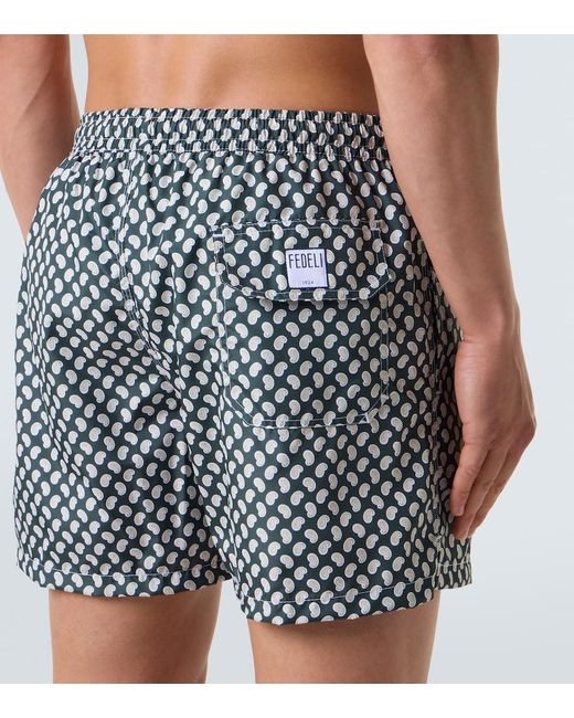 Fedeli Green Madeira Paisley Swim Trunks for men