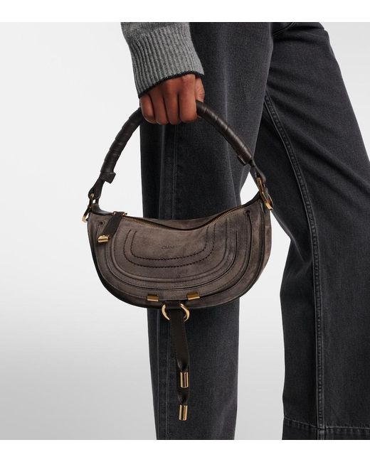 Chloé Brown Marcie Mini Suede Shoulder Bag