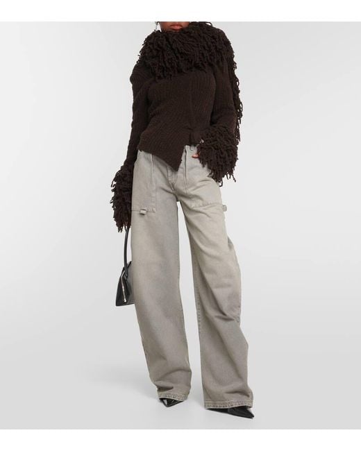 The Attico Gray Effie High-Rise Barrel-Leg Jeans