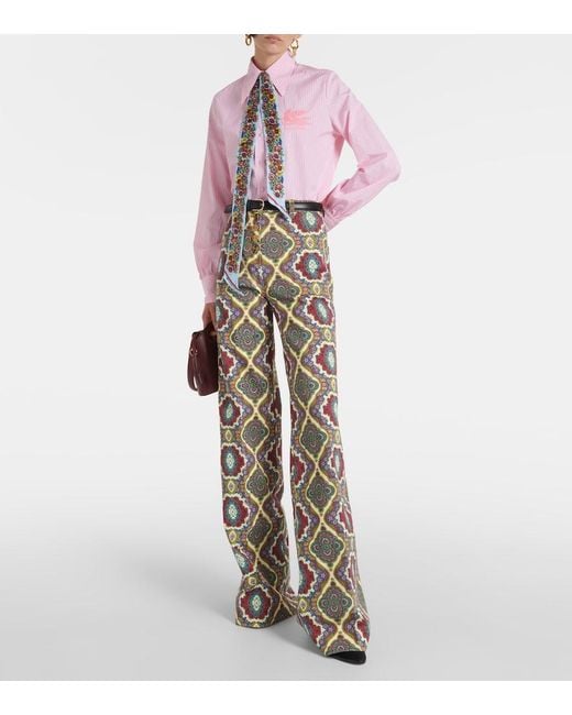 Etro Multicolor Printed High-Rise Wide-Leg Jeans