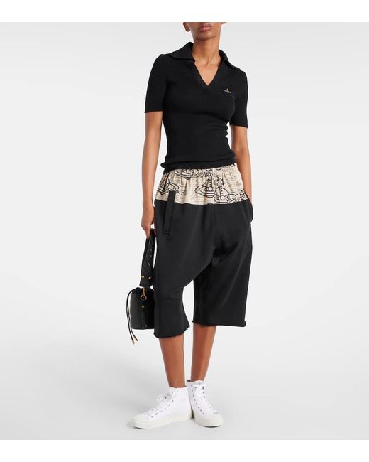 Vivienne Westwood Black Kung Fu Printed Cotton Shorts