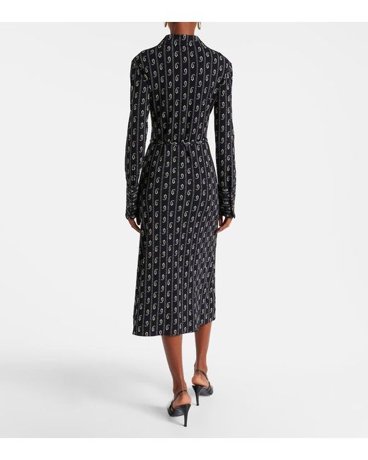 Abito Midi Con Stampa di Tory Burch in Black