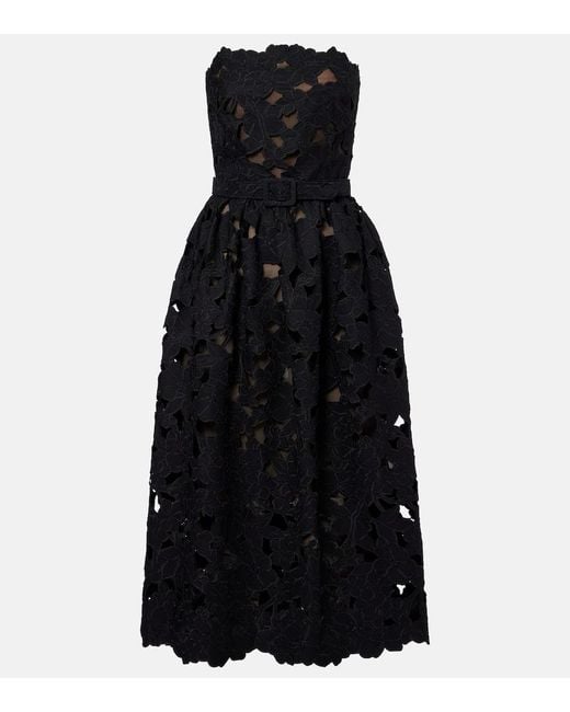 Oscar de la Renta Black Lace Bustier Dress