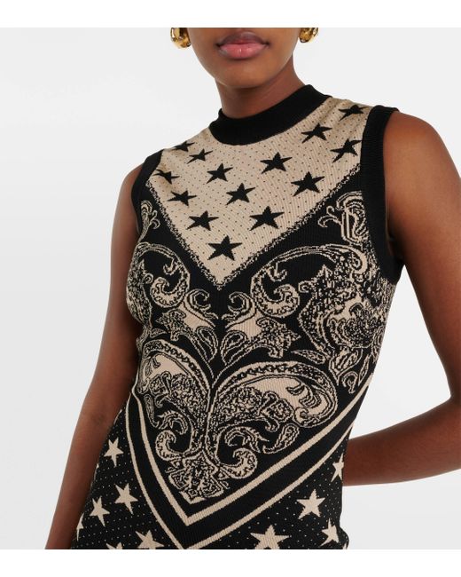 Balmain Black Intarsia Knitted Minidress