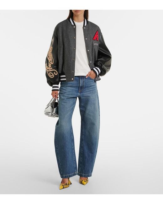 The Attico Black Wool-Blend Varsity Jacket