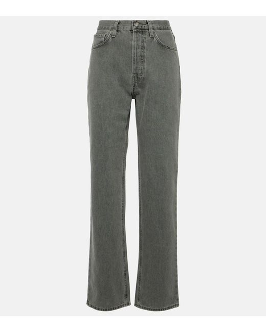 Jeans rectos de tiro alto Totême  de color Gray