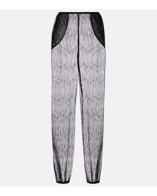 Frankie Shop Gray Orissa Sheer Wide-Leg Pants