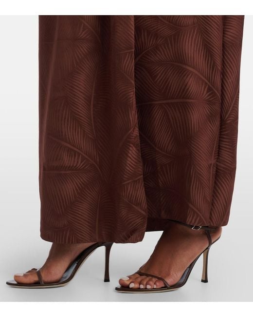 Johanna Ortiz Brown Halterneck Jacquard Maxi Dress