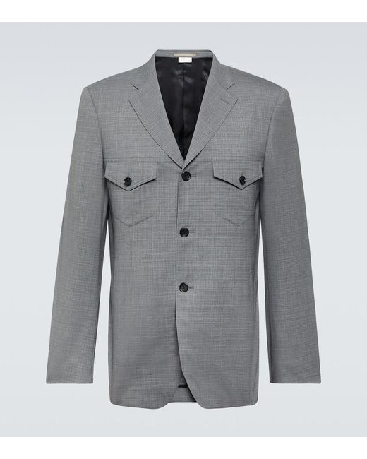 Comme des Garçons Gray Checked Wool Blazer for men