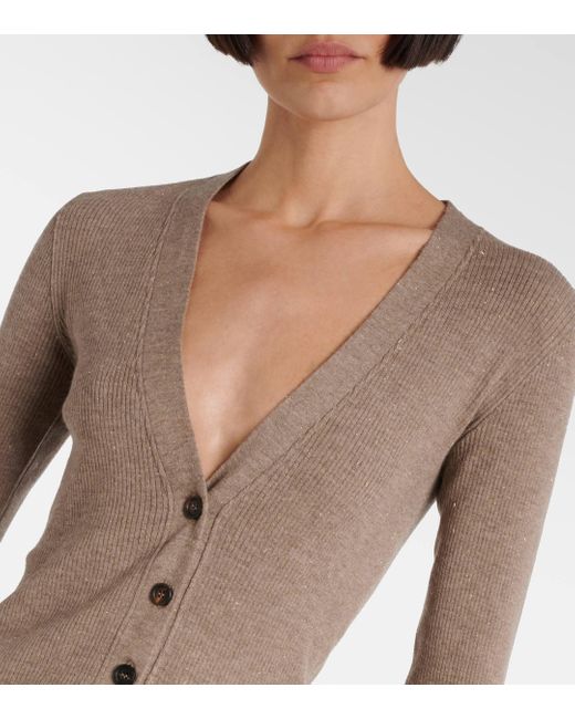 Brunello Cucinelli Natural Ribbed-knit Cardigan