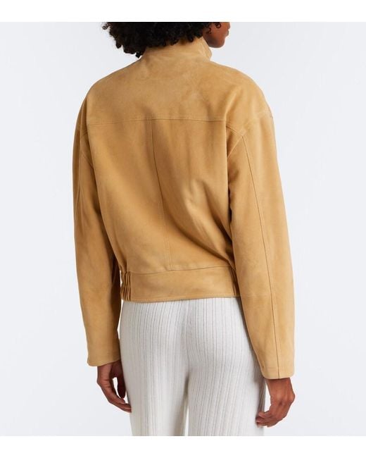 Eleventy Natural Suede Bomber Jacket