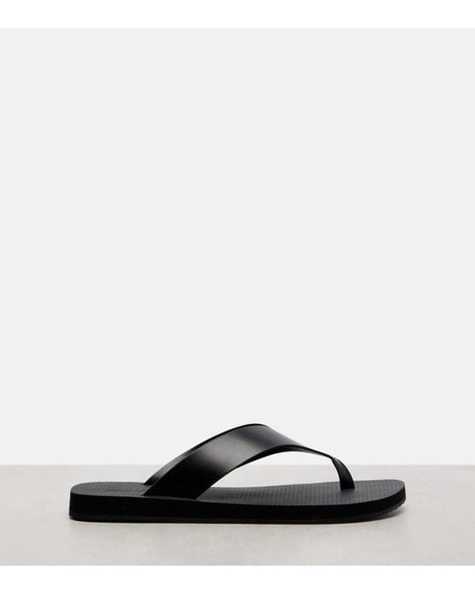 The Row Black Dune Leather Thong Sandals