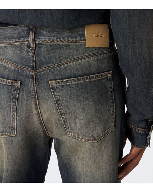 Fendi Gray Faded Straight Jeans for men