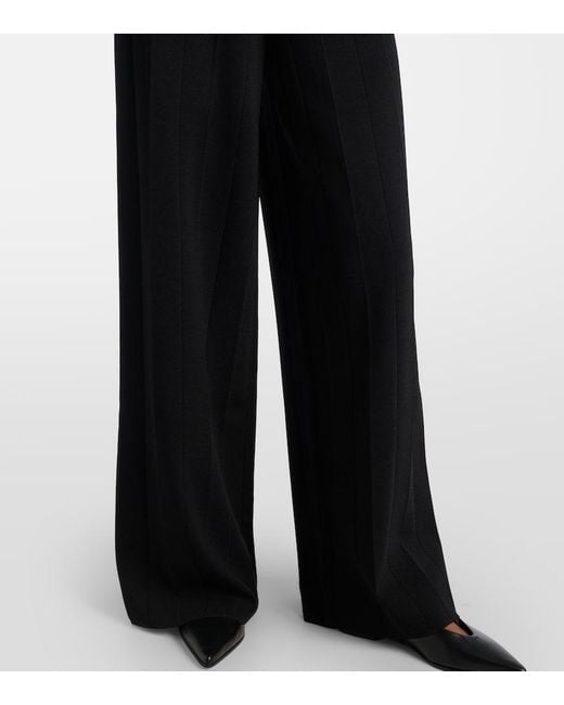 Max Mara Black Lama Crepe Wide-Leg Pants