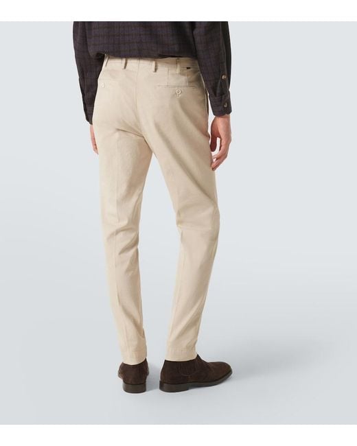 Slowear Natural Pleated Cotton Tapered Pants for men