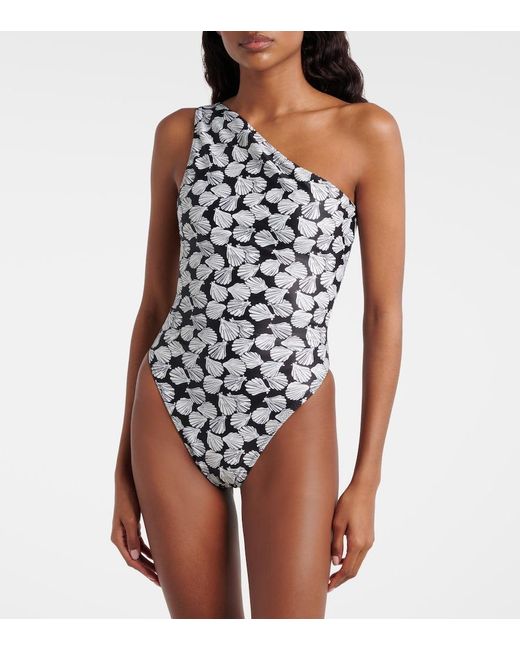 SAME White Printed One-Shoulder Swimsuit