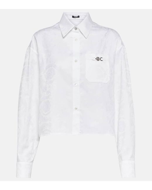 Camisa cropped Barocco de algodon Versace de color White