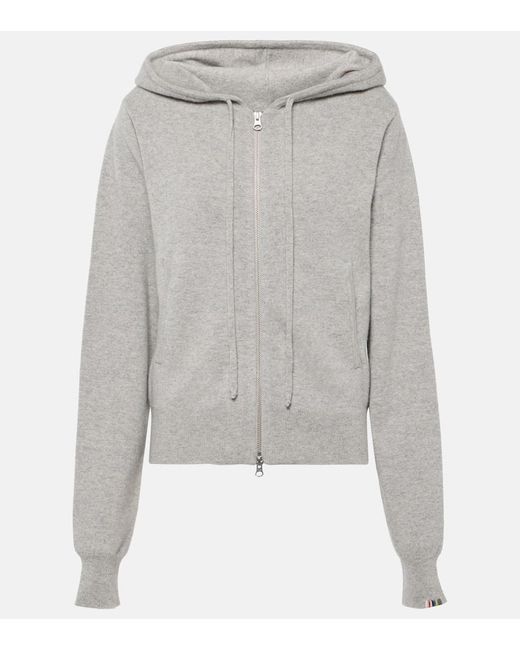 Extreme Cashmere Gray N°318 Hood Cashmere-blend Zip-up Hoodie