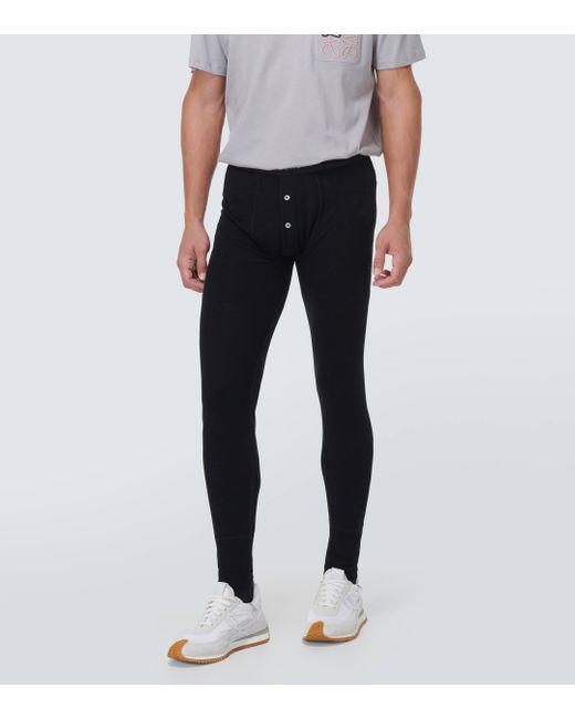 Loewe Black Logo-jacquard Wool leggings for men