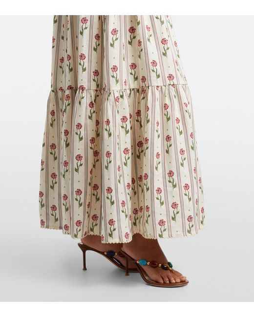 Agua Bendita Natural Bergamota Floral Linen Maxi Skirt