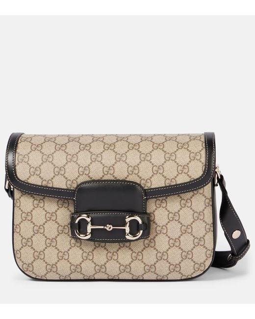 Gucci Natural Schultertasche Horsebit 1955 Medium