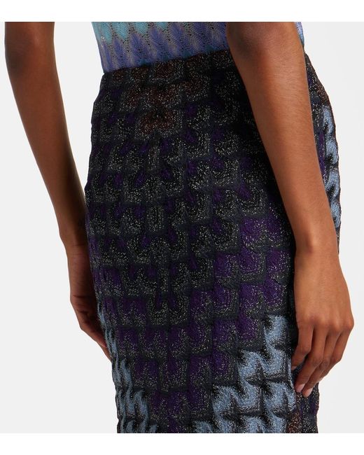 Missoni Blue Knitted Lame Maxi Skirt