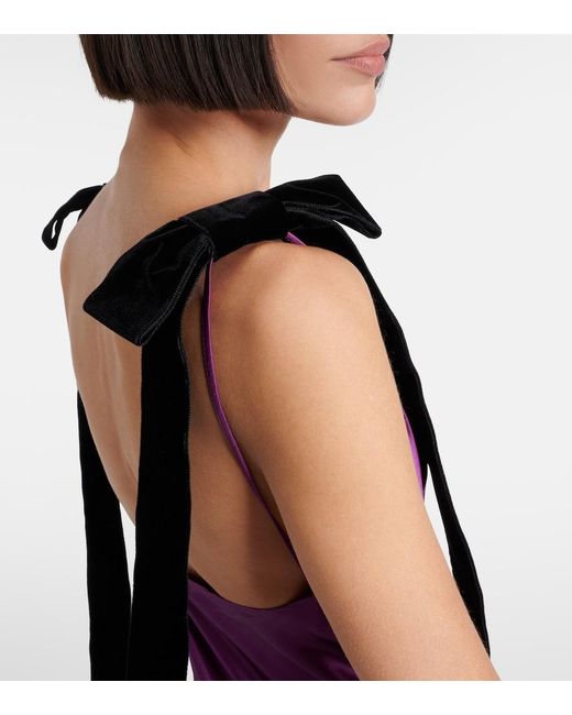 Nina Ricci Purple Gathered Satin Maxi Dress