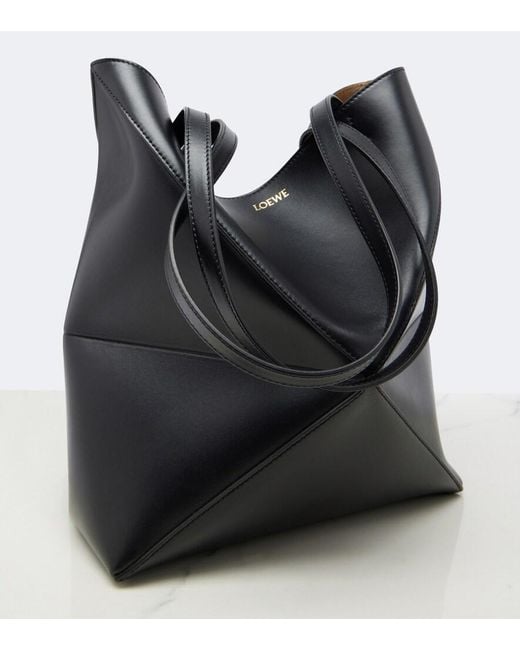 Shopper Puzzle Fold Medium di Loewe in Black