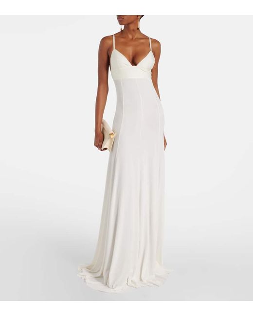 Jacquemus White Spalla Jersey Gown