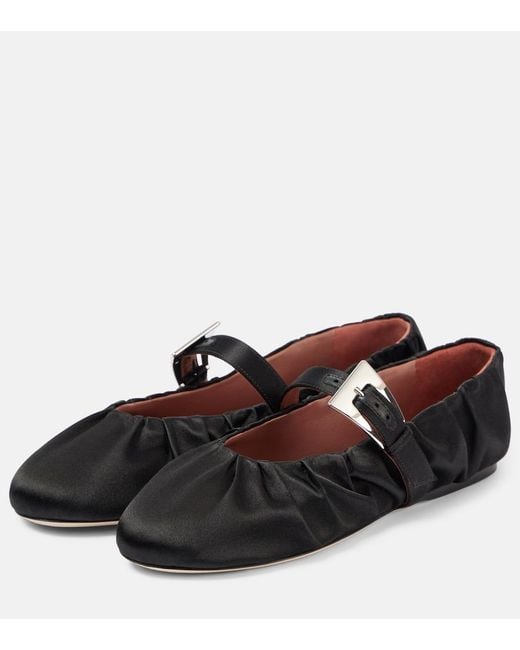 Paris Texas Black Sveva Satin Ballet Flats
