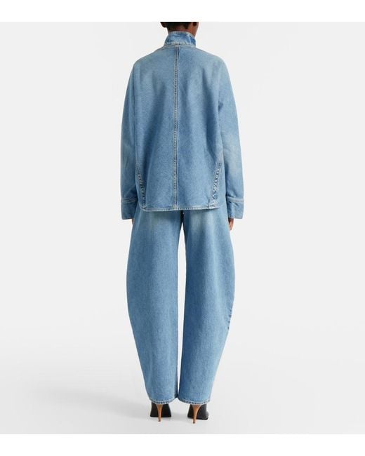 Alaïa Blue High-Rise Barrel-Leg Jeans