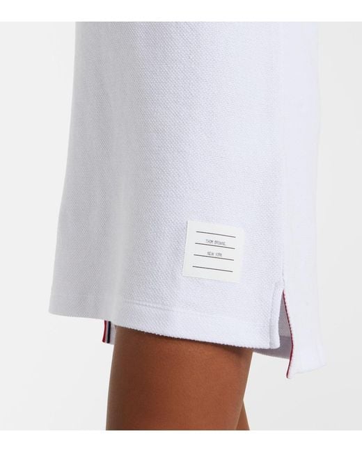 Thom Browne White 4-Bar Cotton Pique Polo Dress