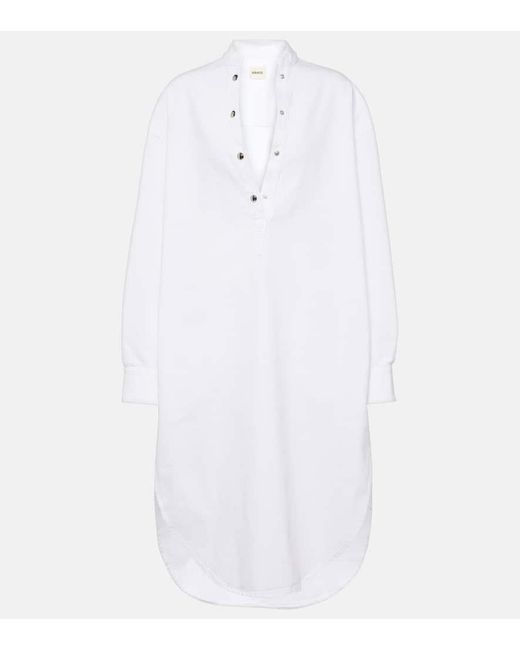 Khaite White Seffi Cotton Shirt Dress