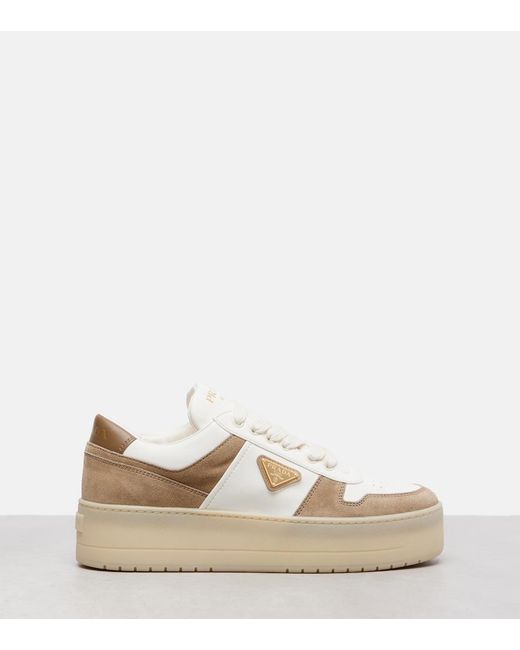 Prada Natural Nappa Leather Downtown Sneakers