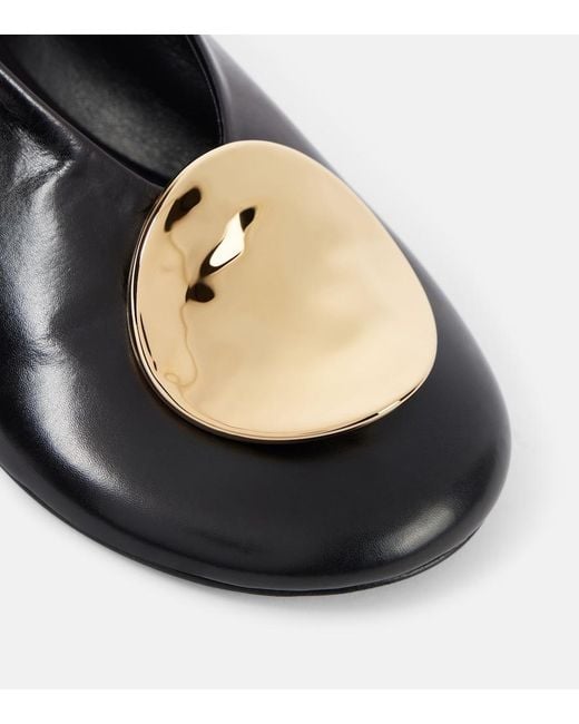 Jil Sander Black Leather Ballet Flats