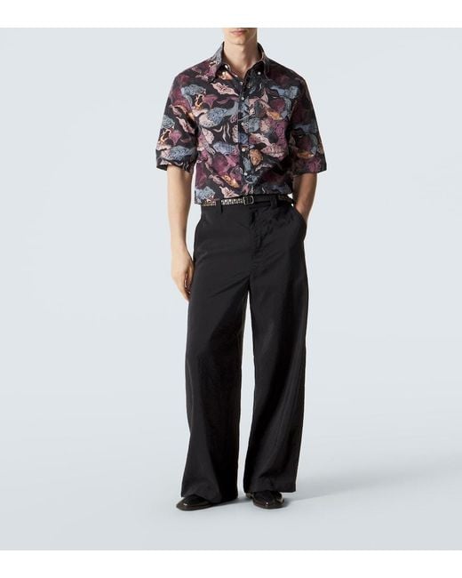 Lemaire Blue Floral Cotton Bowling Shirt for men